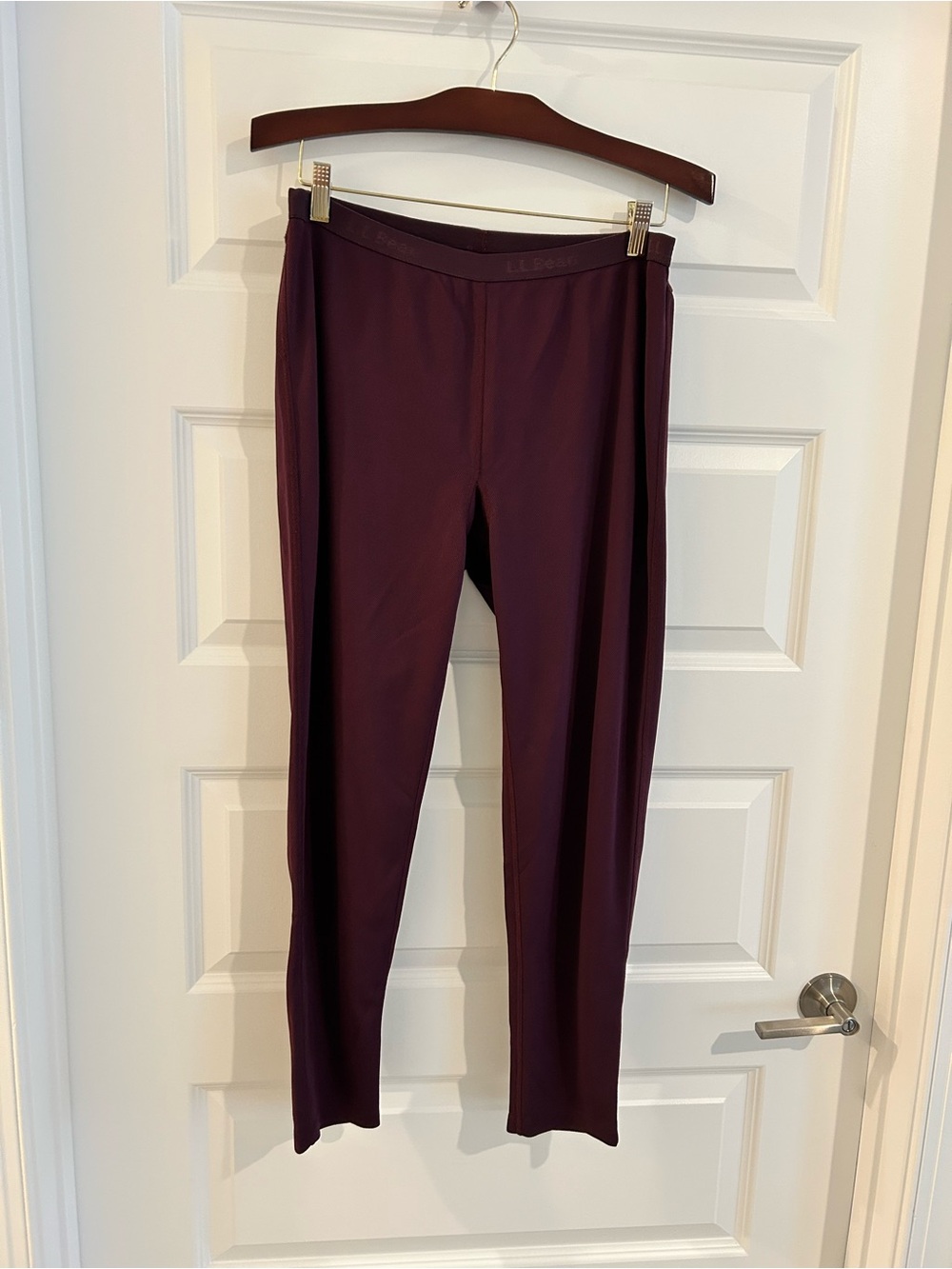 LL Bean Mid Weight Thermal Leggings Burgundy Size M